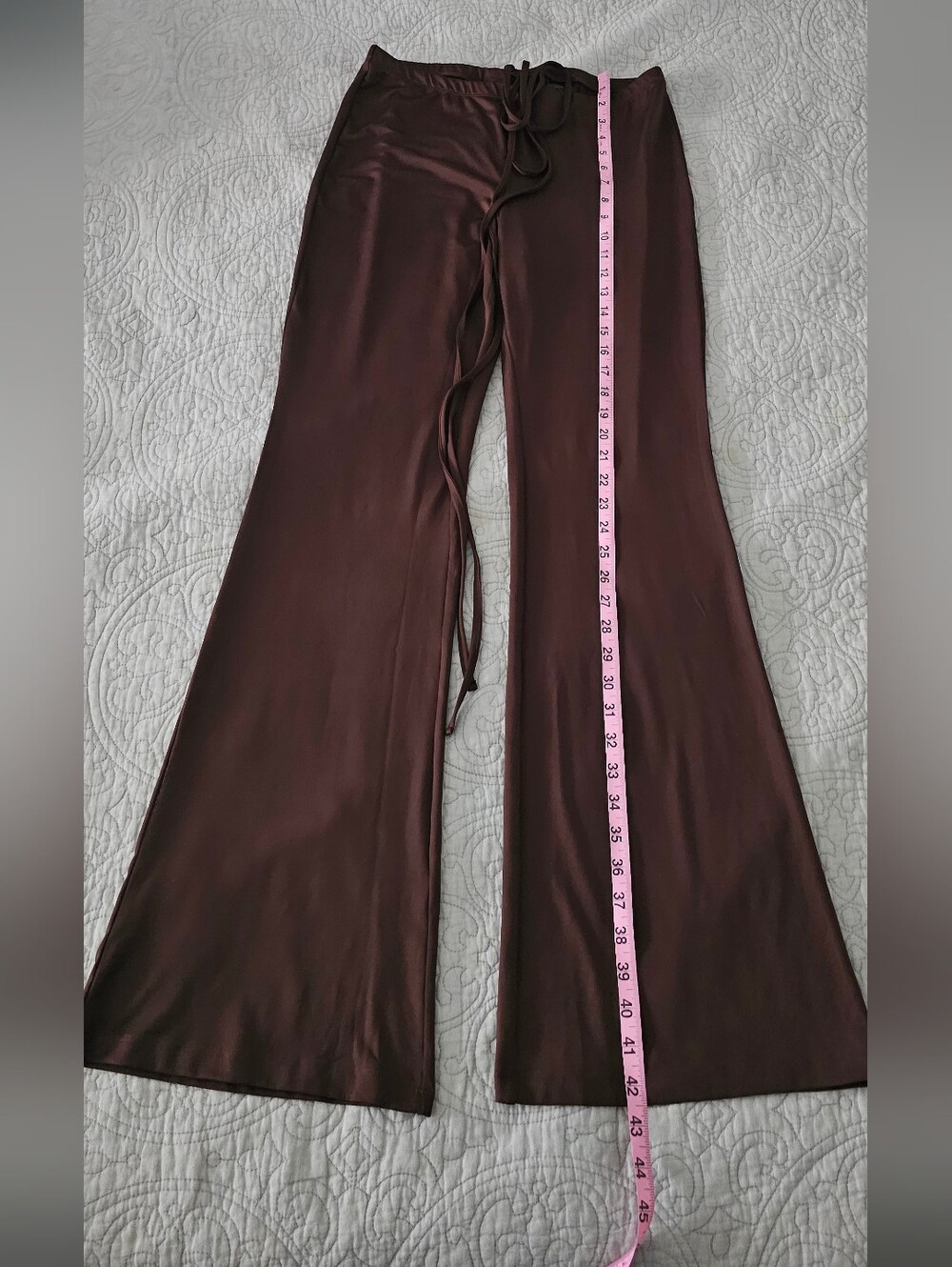 H&M Dark Brown Satin-Look Flare Pants